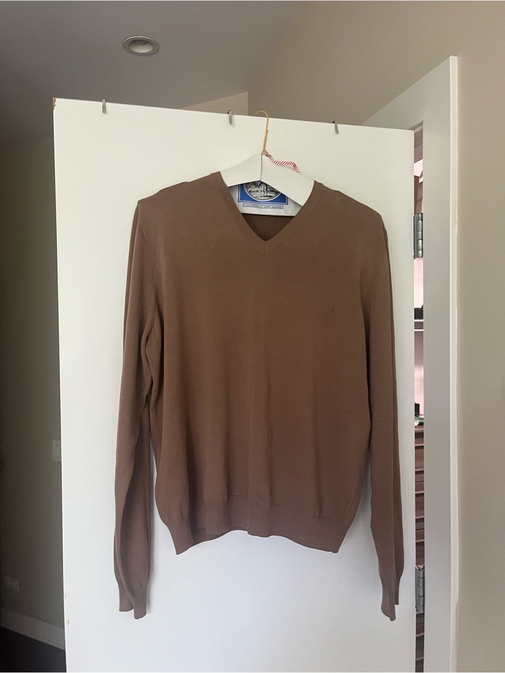 Ralph Lauren Purple Label V-Neck Men's Sweater in Tan Brown XL
